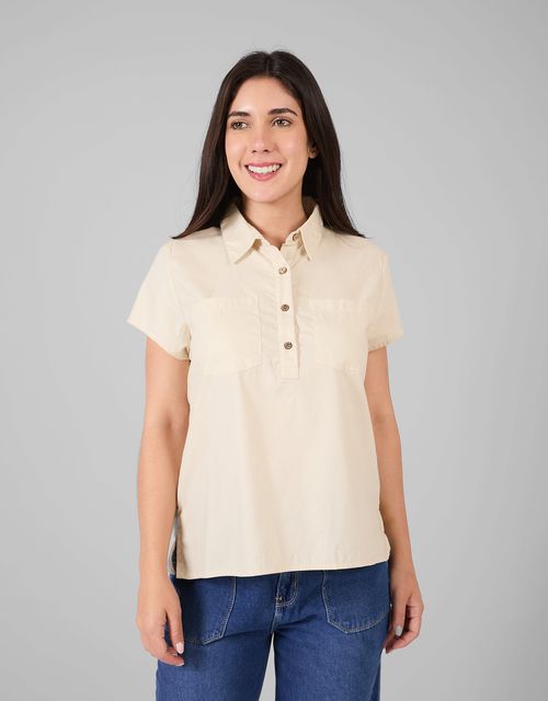 Blusas Manga Corta Mujer Zully Beige