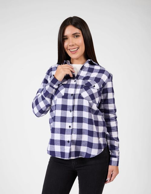 Blusas Manga Larga Mujer Nardy Azul/Cuadros