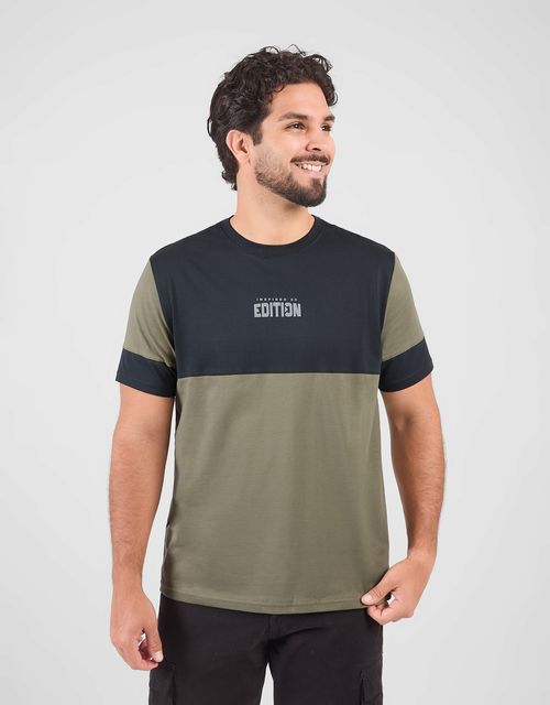 Polo Manga Corta Hombre Snow Charcoal/Verde Olivo