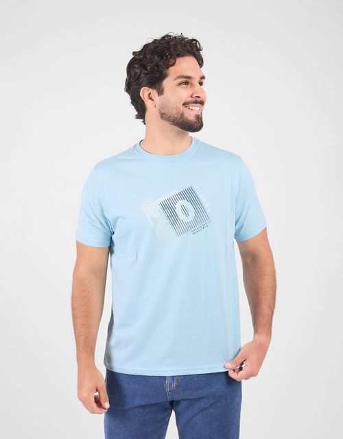 Polo Manga Corta Hombre Fined Celeste