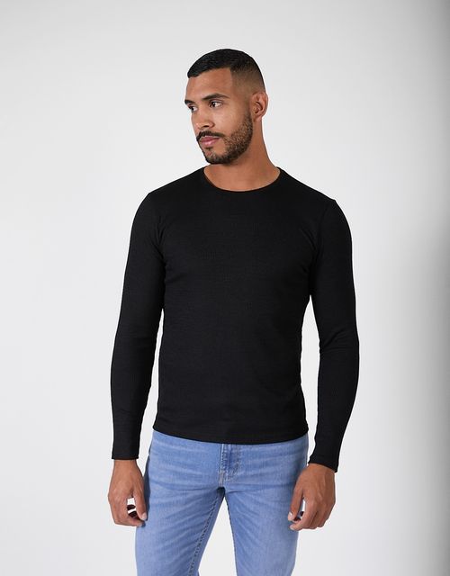 Polo Manga Larga Hombre Dayot Negro