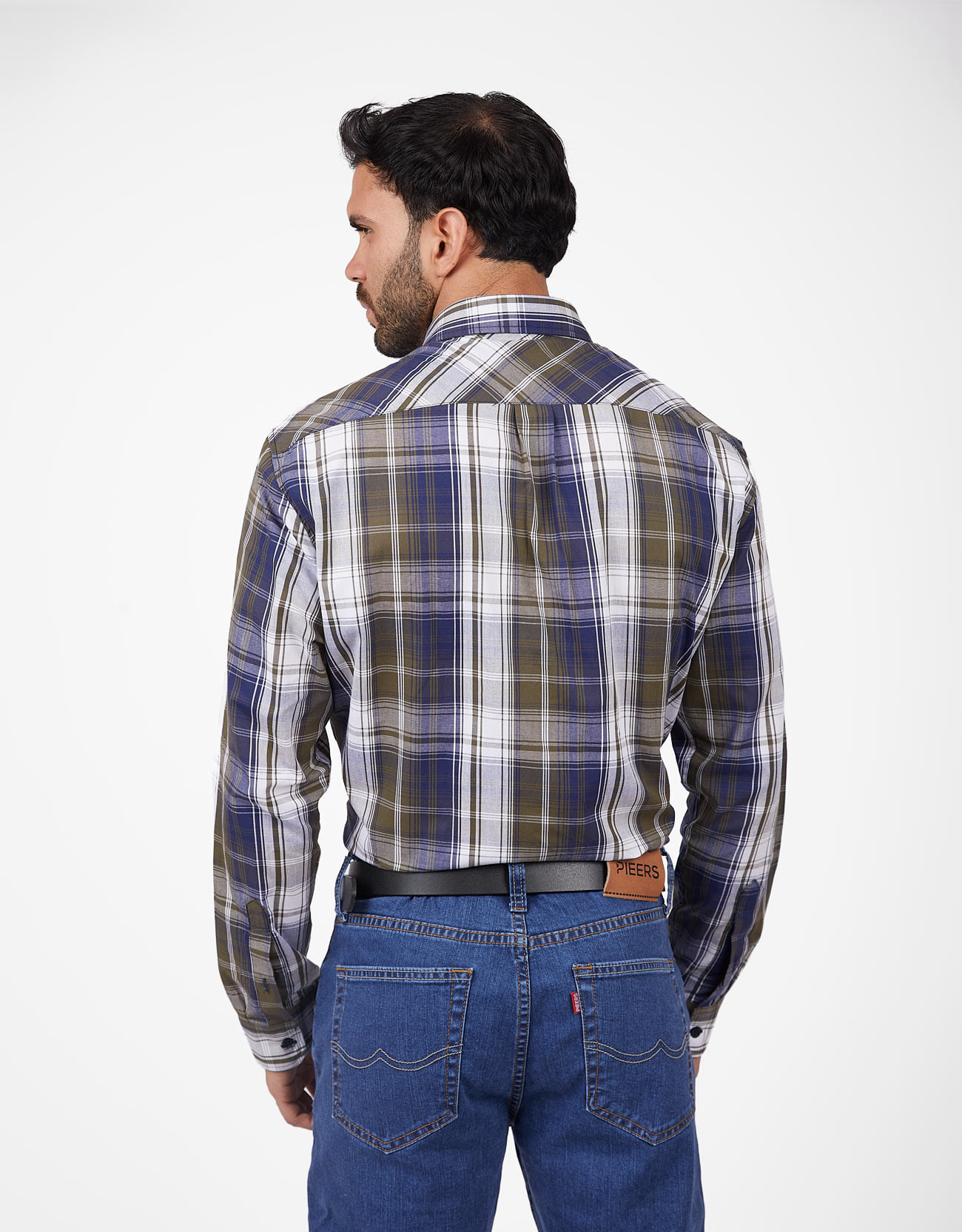 Camisa Manga Larga Hombre Dokmo Verde/Azul | Pieers.com