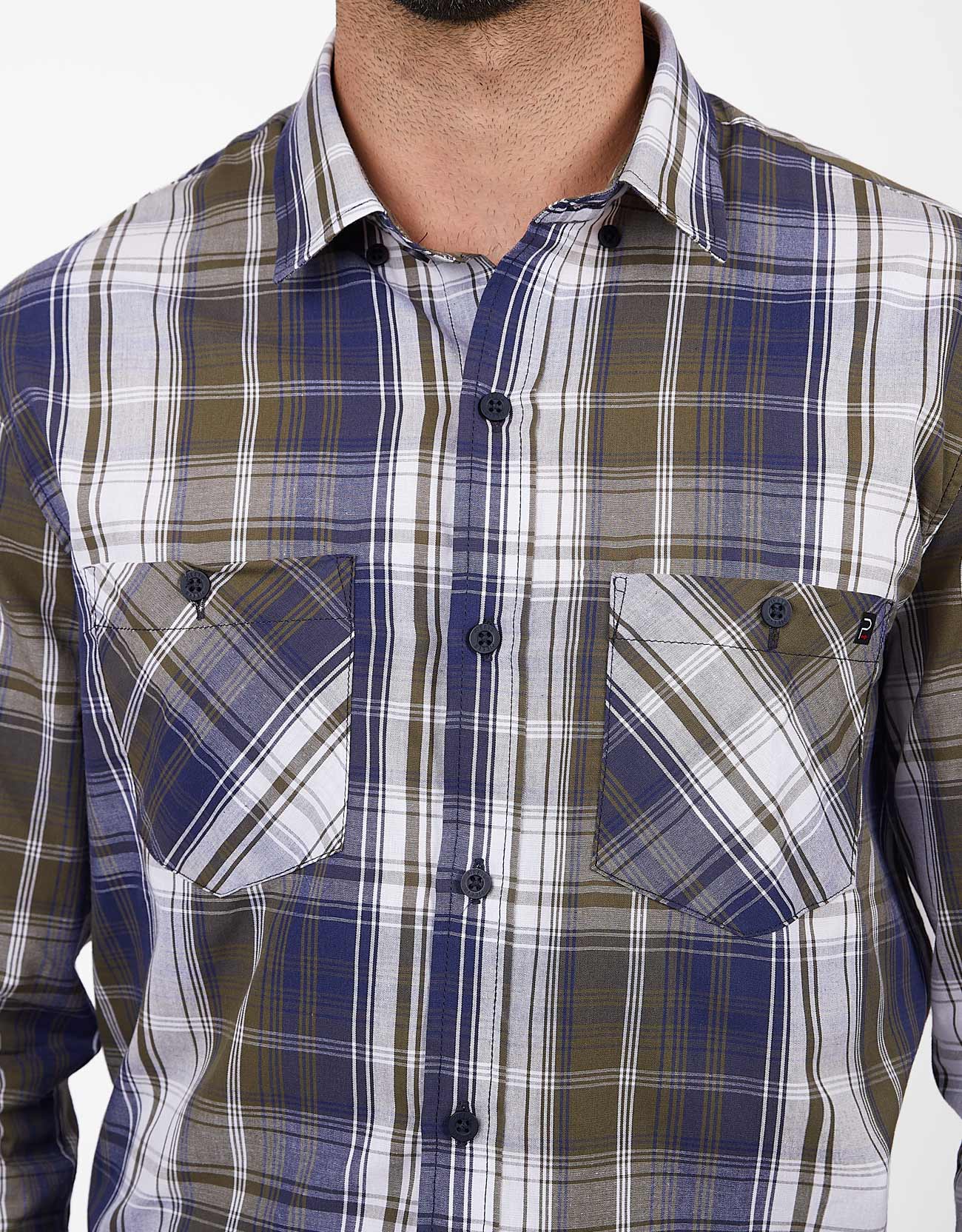 Camisa Manga Larga Hombre Dokmo Verde/Azul | Pieers.com