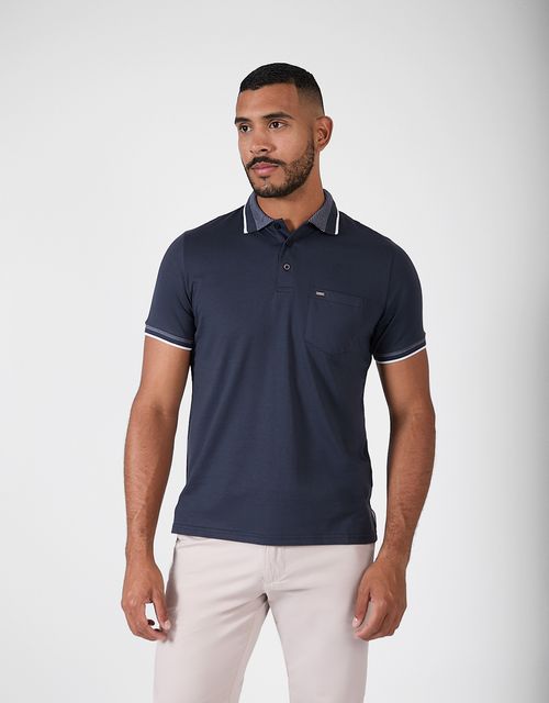 Polo Box Manga Corta Hombre Normel Azul Noche