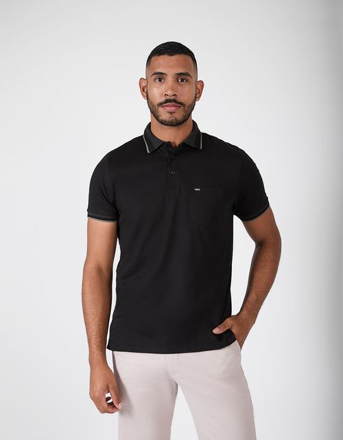 Polo Box Manga Corta Hombre Normel Negro