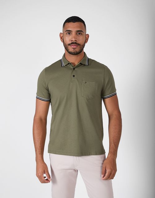 Polo Box Manga Corta Hombre Fark Verde Olivo