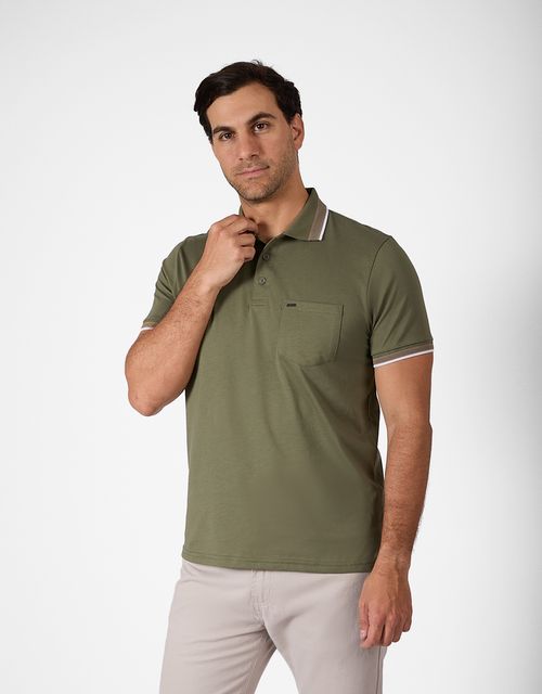 Polo Box Manga Corta Hombre Alfil Verde Olivo