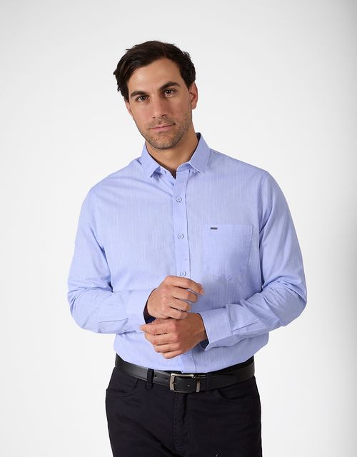Camisa Manga Larga Hombre Rond Celeste