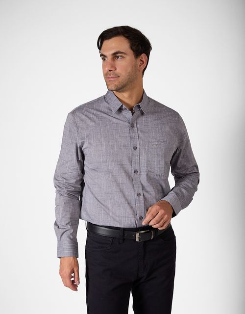 Camisa Manga Larga Hombre Rond Gris
