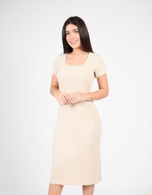 Vestido Manga Corta Mujer Maeve Beige