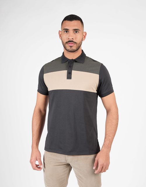 Polo Box Manga Corta Hombre Rapix Charcoal/Beige
