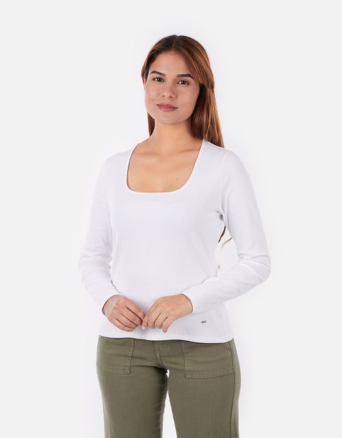 Polo Manga Larga Mujer Mirage Blanco