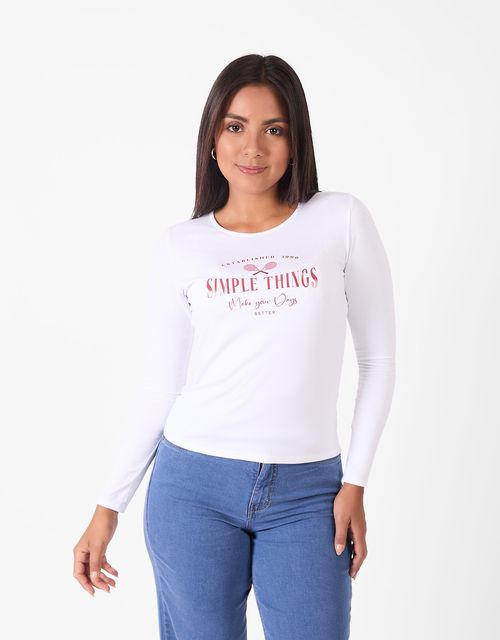 Polo Manga Larga Mujer Joia Blanco
