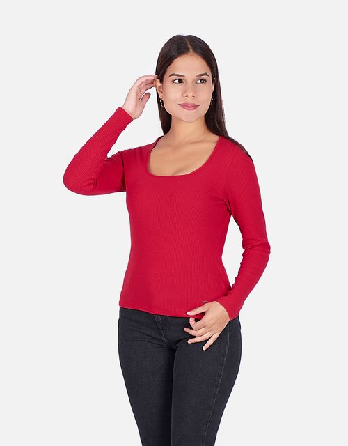 Polo Manga Larga Mujer Mirage Rojo