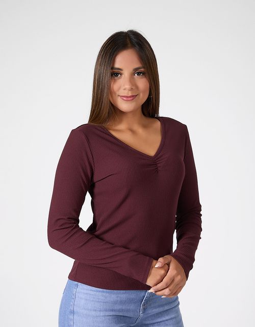 Polo Manga Larga Mujer Marga Vino