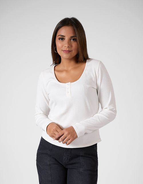 Polo Manga Larga Mujer Luria Hueso