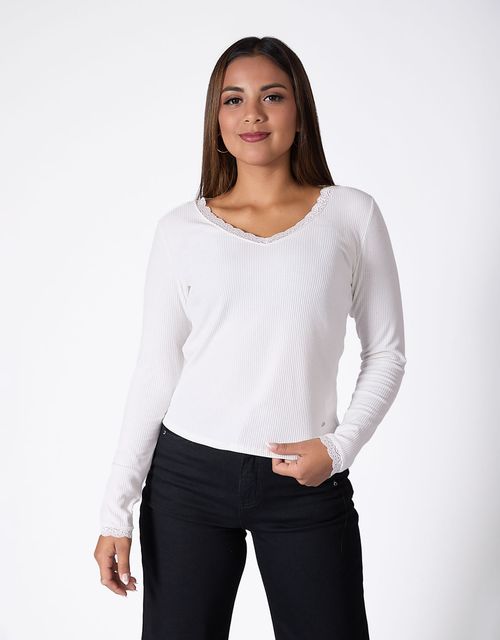 Polo Manga Larga Mujer Liny Hueso